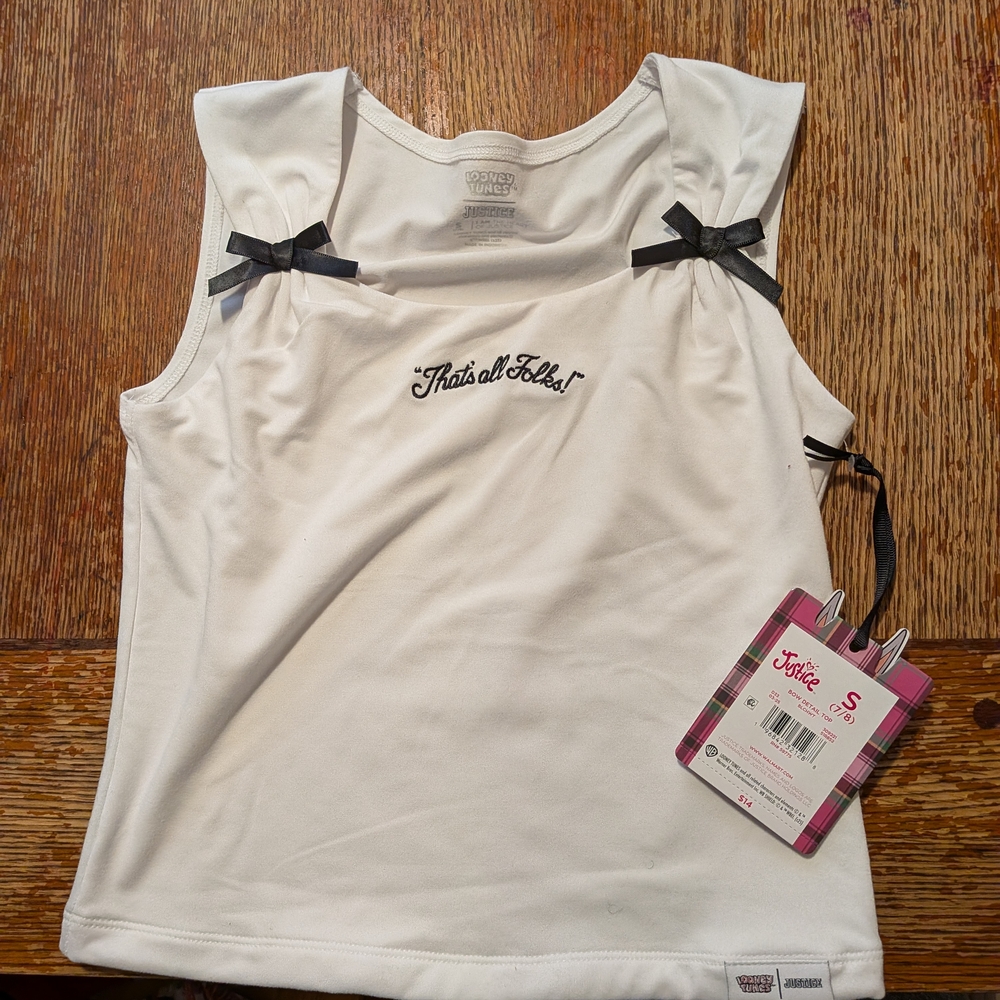 White Kids Tank Top with Bow Accents